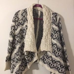 Black and white knit cardigan